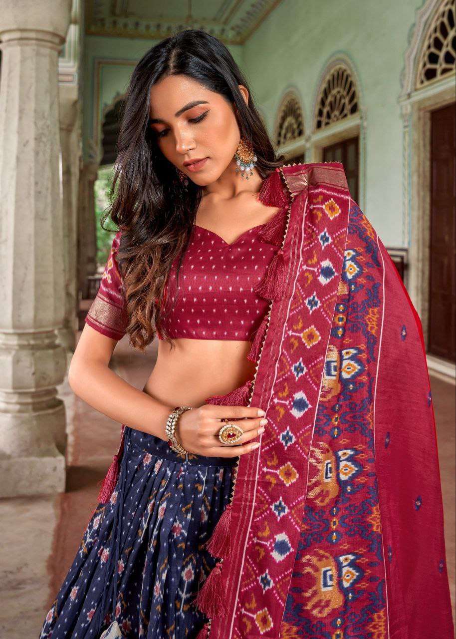 Women's Traditional Patola Print Tussar Silk Lehenga Choli with Festive Dupatta - Image 8